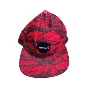 Hurley Unisex Camouflage Snapback Cap Red One Size Casual Trucker Hat Vintage